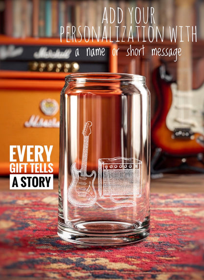 Guitar Musician Glasses | Engraved Whiskey, Wine & Beer Glassware for Music Lovers - Perfect Gift for Guitarists