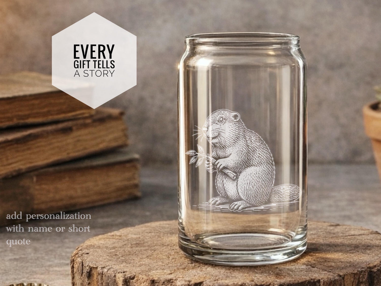 Woodland Beaver Glass Barware