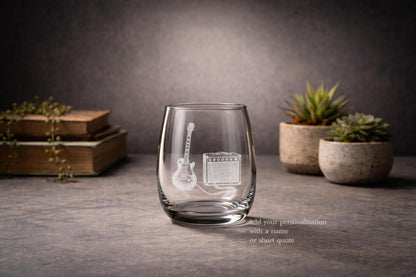 Guitar Barware Glassware | Electric Guitar Engraved Glass, Les Paul Style Gift