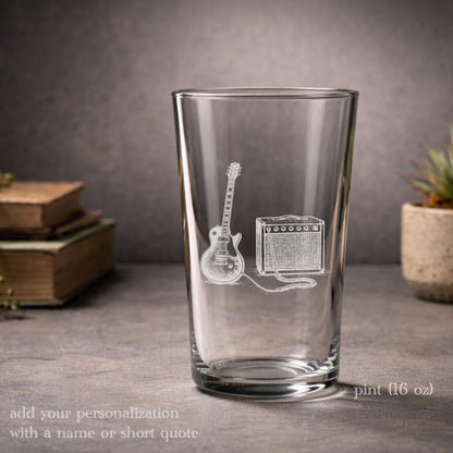 Guitar Barware Glassware | Electric Guitar Engraved Glass, Les Paul Style Gift