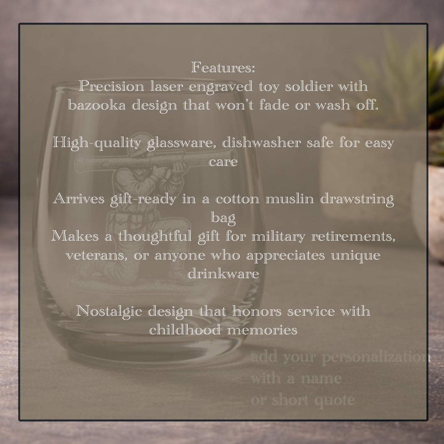 Toy Soldier Minesweeper Glass | Personalized Military Gift - Engraved Whiskey Wine Beer Drinkware