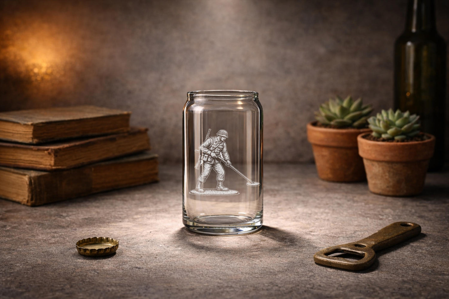 Toy Soldier Minesweeper Glass | Personalized Military Gift - Engraved Whiskey Wine Beer Drinkware