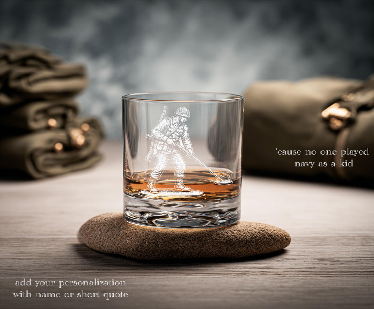 Toy Soldier Minesweeper Glass | Personalized Military Gift - Engraved Whiskey Wine Beer Drinkware