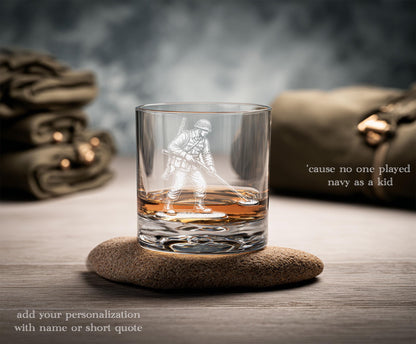Toy Soldier Minesweeper Glass | Personalized Military Gift - Engraved Whiskey Wine Beer Drinkware