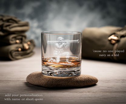 Toy Soldier Bazooka Glass | Personalized Military Gift - Engraved Whiskey Wine Beer Tea Drinkware for Army Retirement