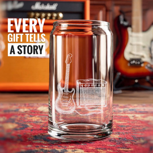 Guitar Musician Glasses | Engraved Whiskey, Wine & Beer Glassware for Music Lovers - Perfect Gift for Guitarists