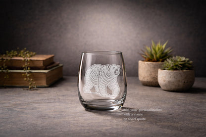 Arctic Polar Bear Glass | Personalized Wildlife Gift, Engraved Drinkware for Nature Lover Alaska Memory