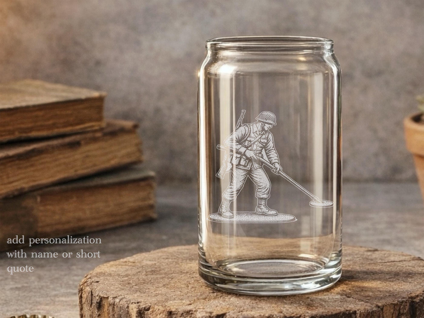 Toy Soldier Minesweeper Glass | Personalized Military Gift - Engraved Whiskey Wine Beer Drinkware