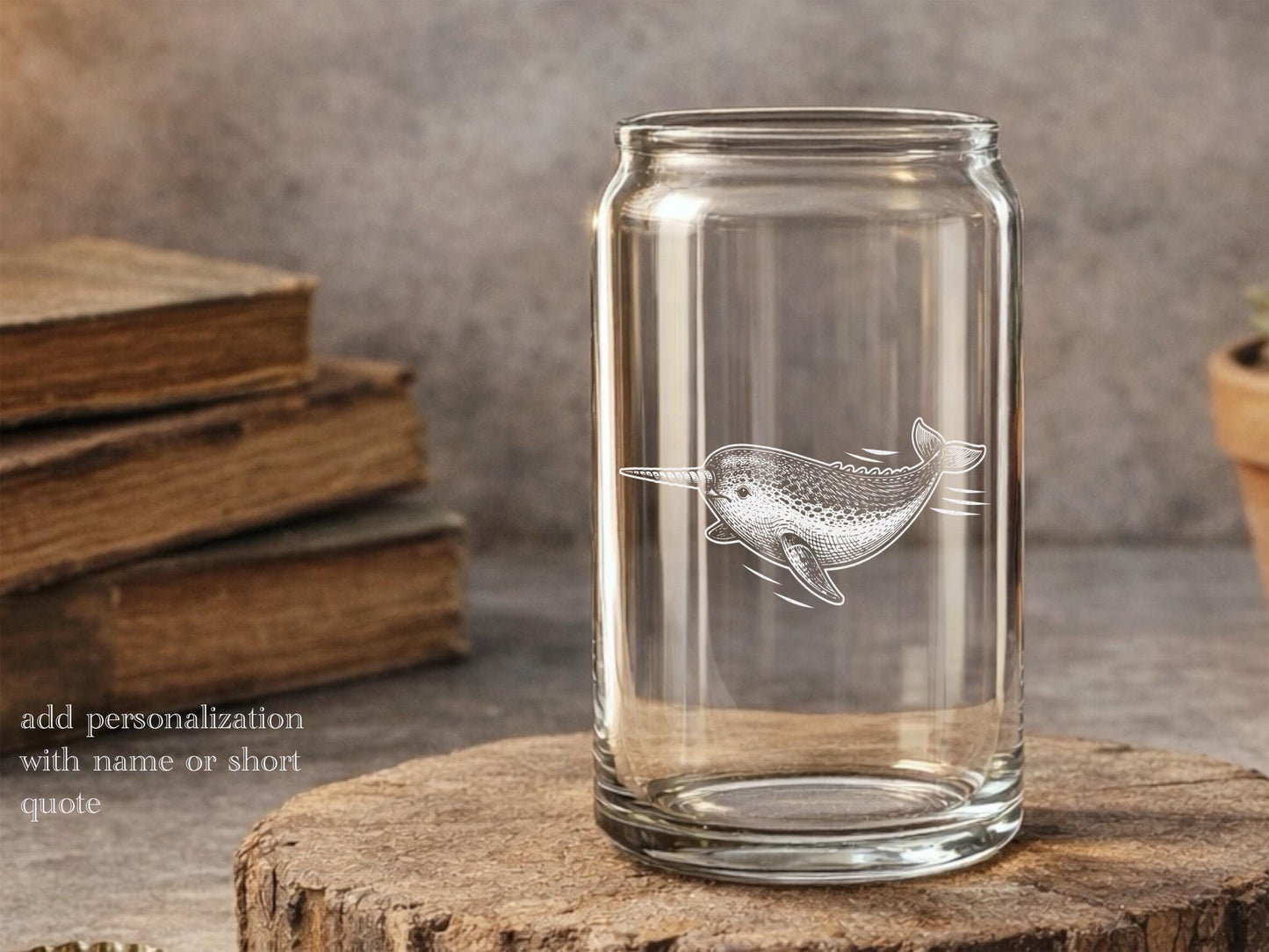 Narwhal Engraved Drinkware | Personalized Arctic Unicorn Gift