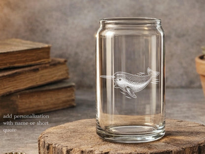 Narwhal Engraved Drinkware | Personalized Arctic Unicorn Gift