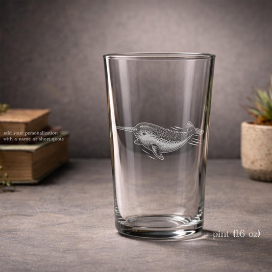Narwhal Engraved Drinkware | Personalized Arctic Unicorn Gift