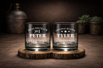 Groomsmen Gift Glasses | Personalized Best-Man Gift, Engraved Whiskey, Custom Wedding Party Gift, Rocks Glass with Name