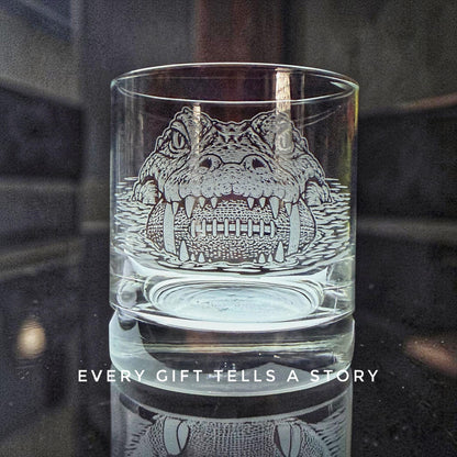 Alligator Drinkware | Personalized Gator Engraved Wine, Whiskey, Beer, Tea Drinkware Gift,  Southern Swamp Wildlife Theme