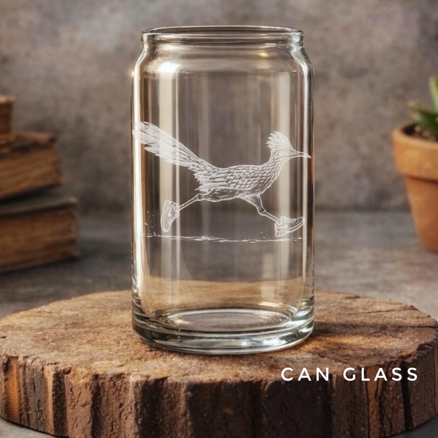 Runner Glassware | Personalized Roadrunner Gift, Engraved Whiskey Wine Beer Tea Drinkware for Marathon Lover,  Southwest Wildlife