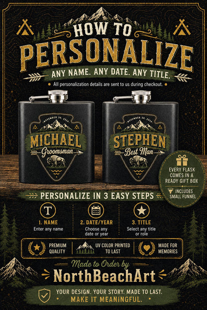 Unique Personalized Groomsman Flask Gift | Best Man, Father of Bride, Bachelor Party Keepsake