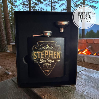 Unique Personalized Groomsman Flask Gift | Best Man, Father of Bride, Bachelor Party Keepsake