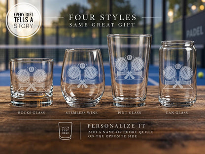 Padel Glasses | Custom Racket Sport Gift, Engraved Whiskey Wine Beer Tea Drinkware for Coaches, Prizes and Padel Lovers