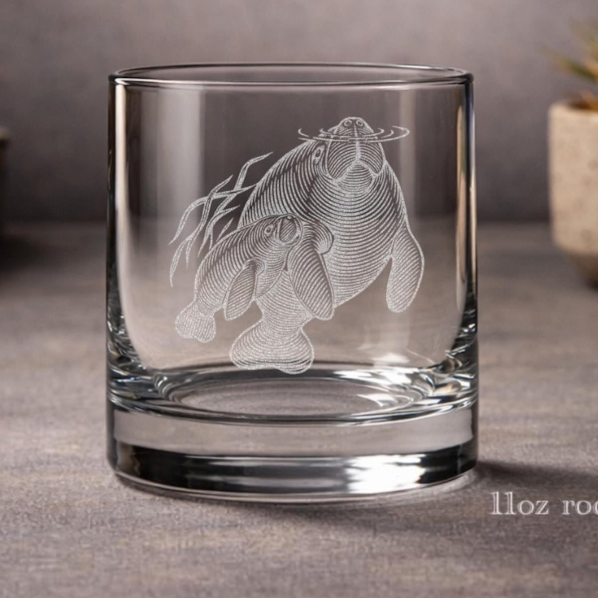 Manatee Drinkware | Personalized Marine Life Florida Springs Engraved Gift, Whiskey Wine Beer Tea Drinkware for Ocean Lovers