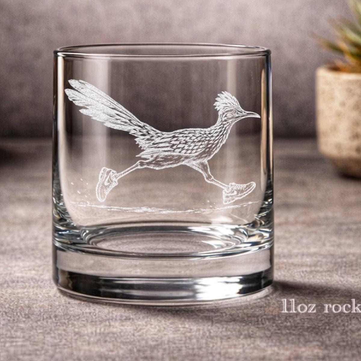 Runner Glassware | Personalized Roadrunner Gift, Engraved Whiskey Wine Beer Tea Drinkware for Marathon Lover,  Southwest Wildlife