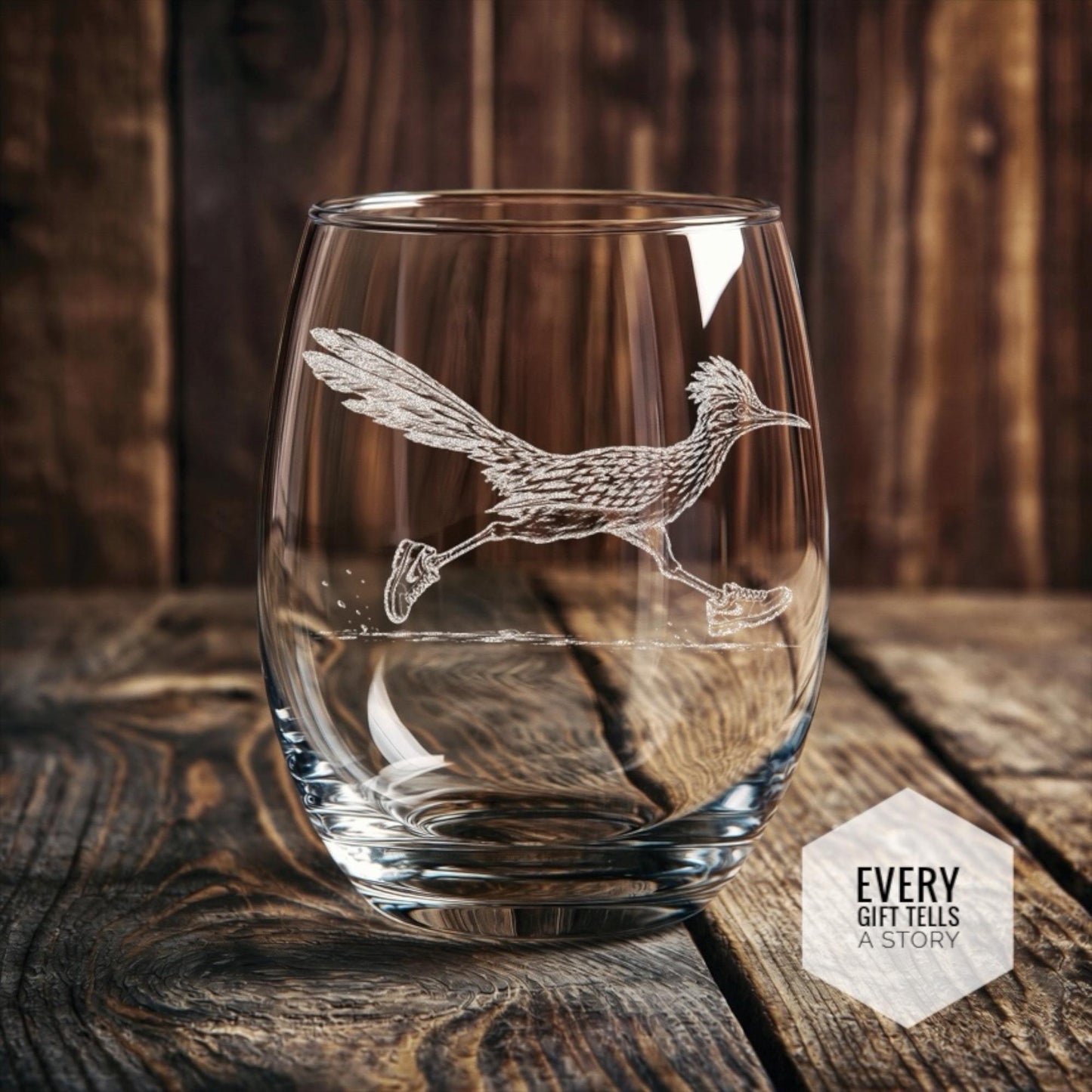 Runner Glassware | Personalized Roadrunner Gift, Engraved Whiskey Wine Beer Tea Drinkware for Marathon Lover,  Southwest Wildlife