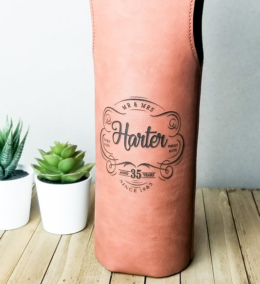 leather wine tote