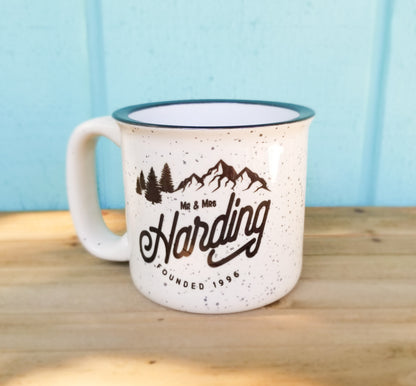 Set of Personalized Camp-Style Porcelain Mugs