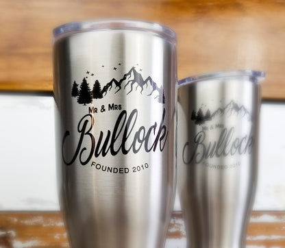 Personalized Couples Gift, 20oz Pilsners in Stainless Steel