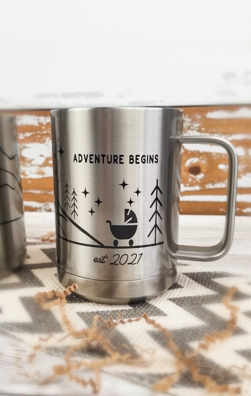 Adventure Series Pregnancy Announcement, in Stainless, Grandparents Mug Set