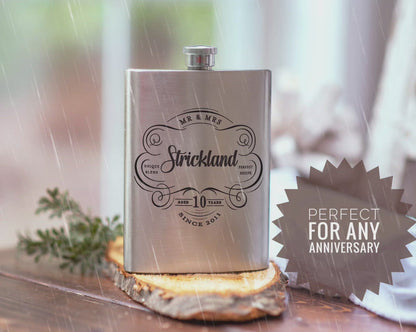 Personalized Anniversary Flask and Glasses