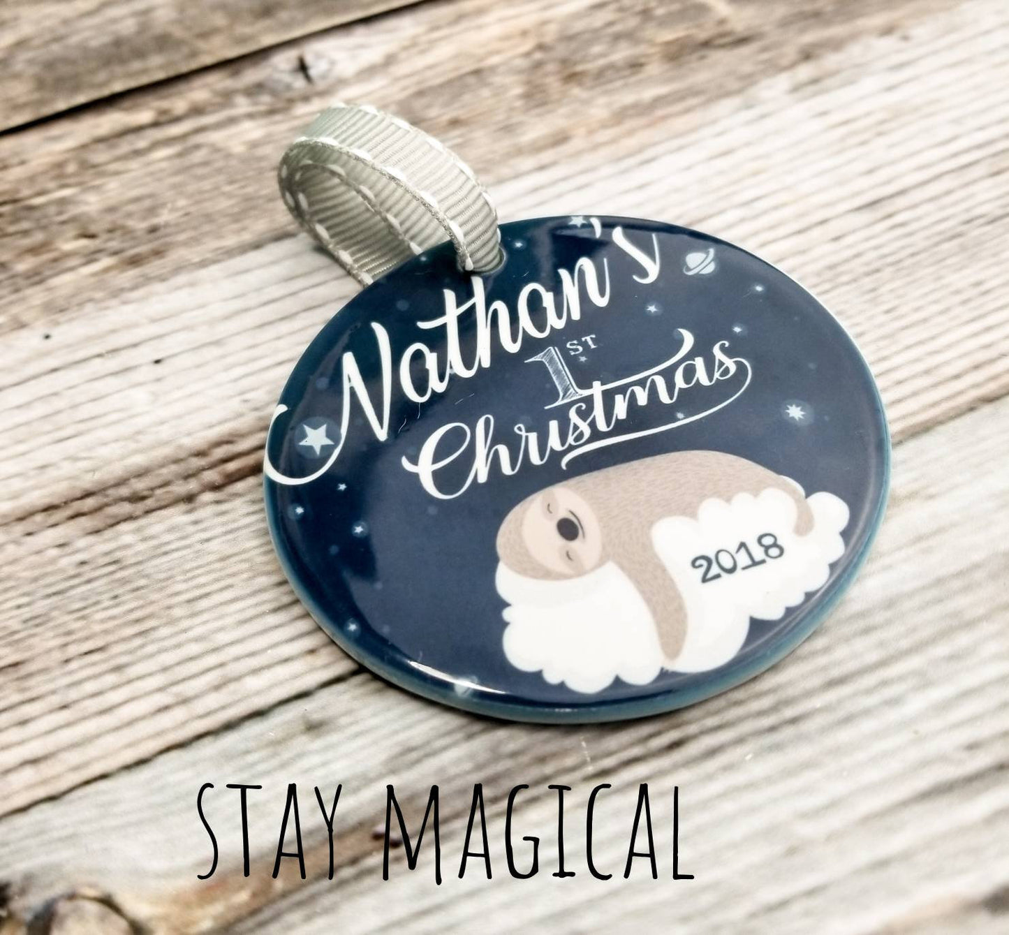 Sloth Baby's First Christmas Ornament. First Christmas Ornament Baby. New Mom Gift. Sloth Ornament,
