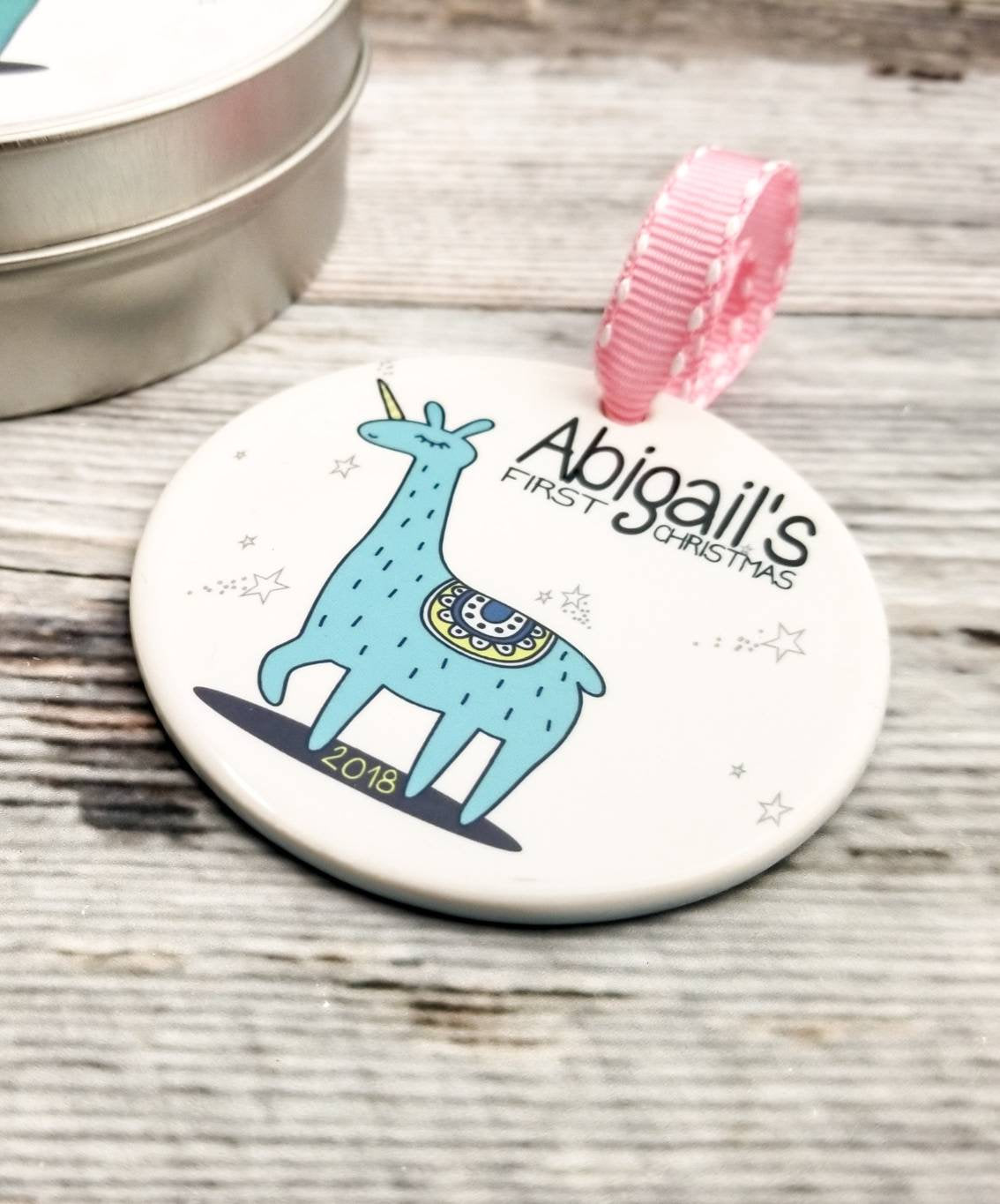 Unicorn Meets Llama In This Fun First Christmas Ornament Baby
