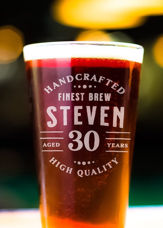 30th Birthday Gift, 30 Years Old, 30th Birthday Pint Glass, Birthday Gift for Him, Custom Birthday Gift, Personalized Birthday Gift