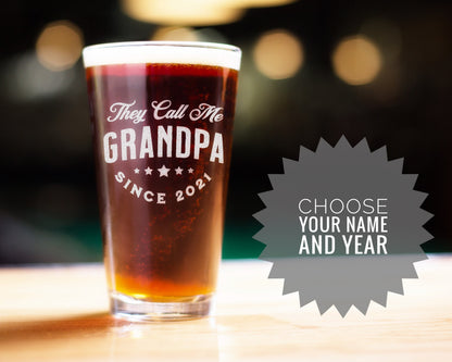 Pregnancy Announcement Grandpa, Pregnancy Reveal To Grandparent Pint Glass, Gift for Grandpa, New Grandparent Gift,