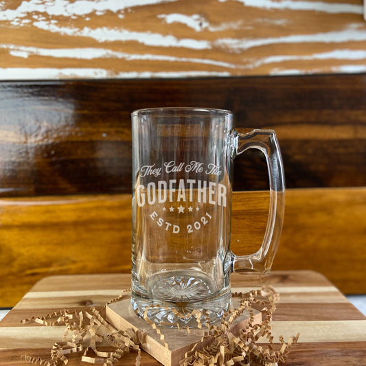 Godfather Gift, Godfather 26 ounce Glass Mug, Godfather Proposal, Baby Baptism Gift, Godfather Birthday