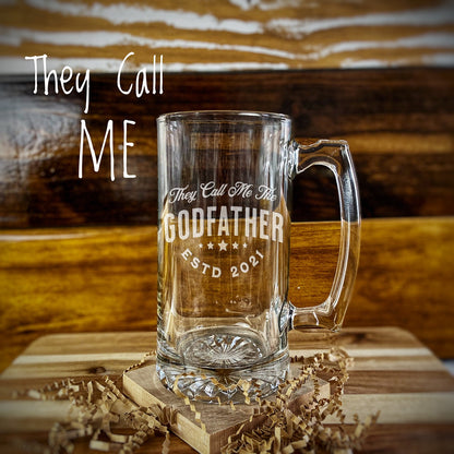 Godfather Gift, Godfather 26 ounce Glass Mug, Godfather Proposal, Baby Baptism Gift, Godfather Birthday