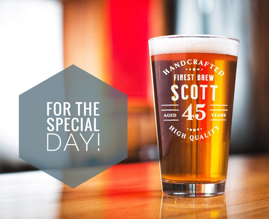 45th Birthday, 45 Years Old, 45th Birthday Pint Glass, Birthday Gift for Him, 1976 Birthday Gift, Personalized Birthday Gift
