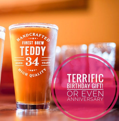 34th Birthday, 34 Years Old, 34th Birthday Pint Glass, Birthday Gift for Him, 1987 Birthday Gift, Personalized Birthday Gift