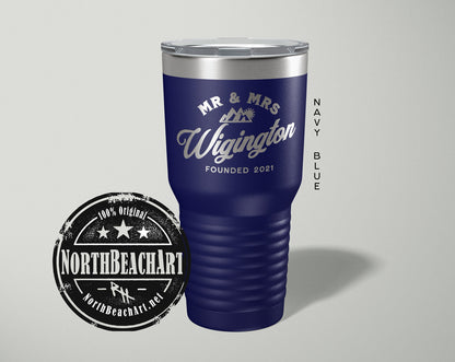 Couples Wedding Tumbler Gift, 10th Anniversary Gift, Mr Mrs Gift, Anniversary Gift