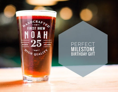 25th Birthday, 25 Years Old, 25th Birthday Pint Glass, Birthday Gift for Him, 1998 Birthday Gift, Personalized Birthday Gift