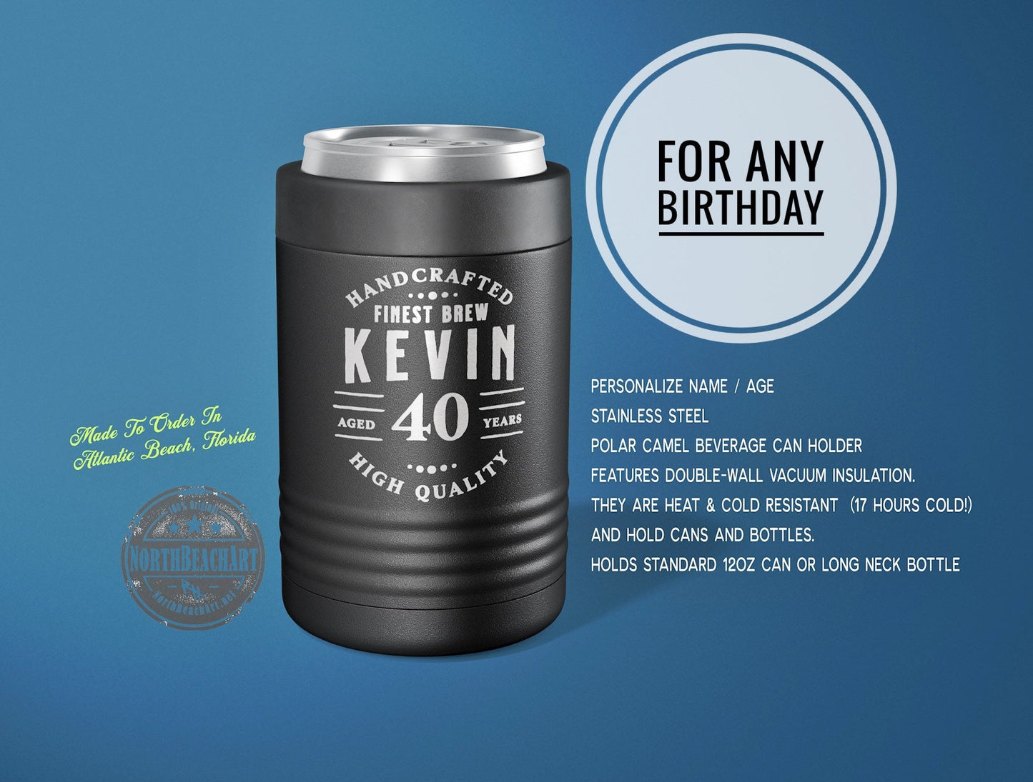 40th Birthday Gift, 40 Years Old, 40th Birthday Can Cooler, Birthday Gift for Him, 1981 Birthday Gift, Personalized Tumbler