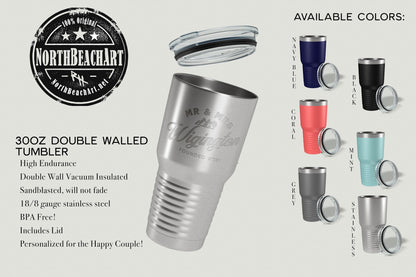 Couples Wedding Tumbler Gift, 10th Anniversary Gift, Mr Mrs Gift, Anniversary Gift