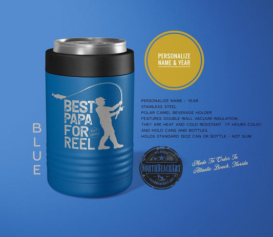 Father's Day Gift, Papa Gift, Gift for fisherman , Fishing Dad, Personalized Beverage Holder, Gift For Dad, Gifts For Men