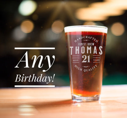 21st Birthday, 21 Years Old, 21st Birthday Pint Glass, Birthday Gift for Him, 2000 Birthday Gift, Personalized Birthday Gift