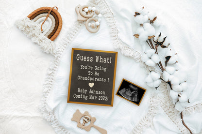 Editable Pregnancy Announcement Grandparents, Personalized Pregnancy Reveal, neutral digital pregnancy announcement
