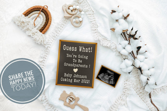 Editable Pregnancy Announcement Grandparents, Personalized Pregnancy Reveal, neutral digital pregnancy announcement
