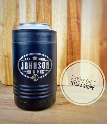 Mr Mrs Beverage Insulator Can Holders, Newlywed Gift, Personalized Wedding Gift, Bridal Shower Gift, Anniversary Gift, Couples Gift