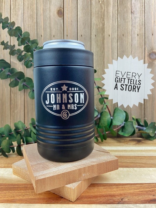 Mr Mrs Beverage Insulator Can Holders, Newlywed Gift, Personalized Wedding Gift, Bridal Shower Gift, Anniversary Gift, Couples Gift
