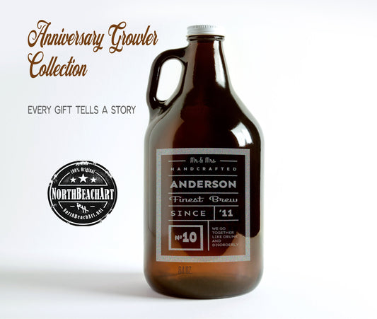Couples Anniversary Gift, Mr Mrs Growler, Anniversary Growler,