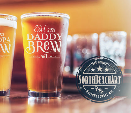 New Daddy Gift, Date Father Pint Glass, New Dad Gift, Godfather Gift, Grandpa Gift, Mommy Daddy Gift