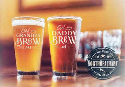 New Daddy Gift, Date Father Pint Glass, New Dad Gift, Godfather Gift, Grandpa Gift, Mommy Daddy Gift